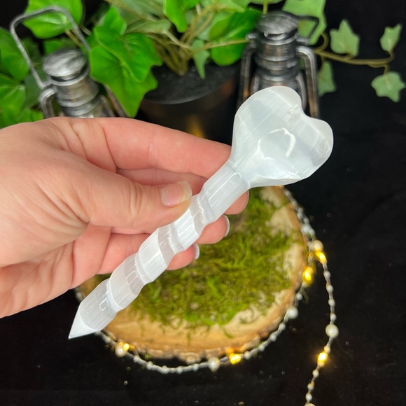 Other - Carved Heart Selenite Wand